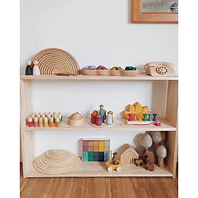 Mua kệ gỗ montessori 2 tầng Đựng Đồ Chơi Cho Bé  Đồ Dùng Trẻ Em  Bỉm Sữa Sách Vở Chất Liệu Gỗ Thông tự nhiên