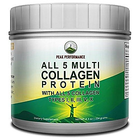All 5 Multi-Collagen Protein Powder Peptides by Peak Performance. Multi-Collagen Contains All Types I, II, III,V, X. Keto, Paleo Friendly with Hydrolyzed Bovine, Marine, Chicken, Bone Broth Collagens