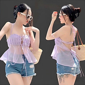 Áo 2 dây kiểu croptop chất voan màu sắc nhã nhặn cá tính