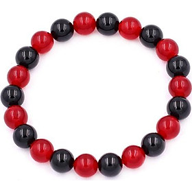 Vòng tay Thạch Anh Đỏ mix Thạch Anh Đen 8 ly 22 hạt - Chuỗi đeo tay phong thủy - Chuỗi đeo tay size nhỏ
