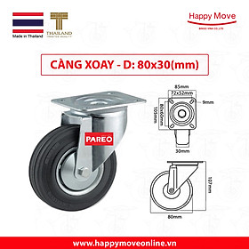 Mua Bánh xe đẩy cao su đen càng xoay 360 độ 80-100mm - Happy Move Thái Lan