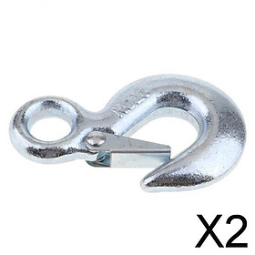 2xForged Steel 2T Eye Hook with Clevis Safety Latch for Winch Cable UTV/ATV