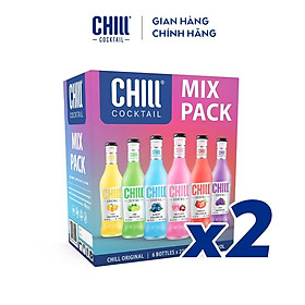 Combo 2 thùng 6 chai Chill Cocktail Original mix vị 275ml chai