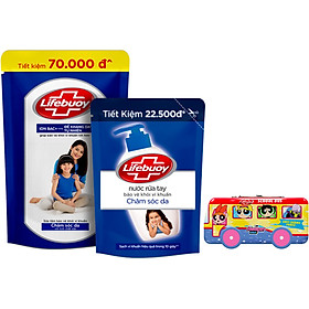 Combo Lifebuoy Back2School: 01 Sữa tắm Lifebuoy Sạch khuẩn túi xanh 850g Chăm sóc da + 01 NRT Lifebuoy túi xanh 450g Chăm sóc da + Tặng Hộp bút Ben10/Powerpull (Mẫu ngẫu nhiên)