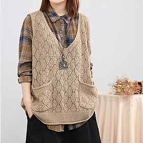 Áo ghile len mỏng mua thu, thời trang phong cách Nhật
