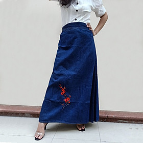 Váy Chống Nắng Jean Nữ Vải Cotton Dày Dặn Có Túi Và Nút Bấm JHT109