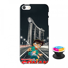 Ốp lưng nhựa dẻo dành cho iPhone SE in hình Conan - Tặng Popsocket in logo iCase - Hàng Chính Hãng