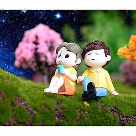 Mua Mô hình đôi nam nữ ngồi dựa lưng chuyên dụng trang trí tiểu cảnh  bonsai