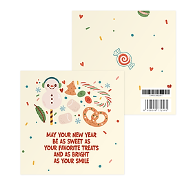 Thiệp giáng sinh năm mới New Year, SDstationery Favorite Treats, hình đồ ăn, bánh kẹo ngọt ngào, vuông 12x12 cm
