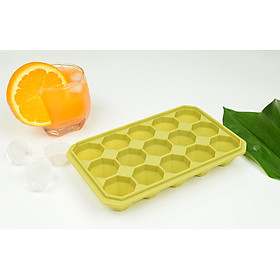 Khay làm đá silicone có nắp QSILIKIT 15 ngăn hình kim cương, hộp trữ đông thực phẩm an toàn