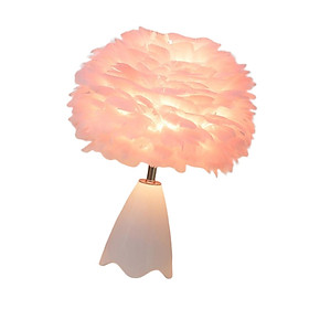 Feather Shade Table Lamp Modern Warm White Feather Lamp Shade For Bedside Girls Gift