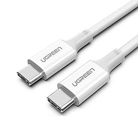 Ugreen UG80370US300TK 1.5M 100W c-c hỗ trợ QC4.0 5A Cáp sạc nhanh - truyền dữ liệu 2 đầu USB-C dây nhựa Màu Trắng - HÀNG CHÍNH HÃNG