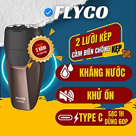 Máy Cạo Râu Flyco 2 Lưỡi Kép Thân Máy Kháng Nước Sạc Nhanh 1 Giờ FS888VN - Hàng Chính Hãng