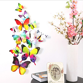 Mua Bộ 12 con bướm cánh đơn 3D trang trí dán tường và tủ lạnh đế nam châm và băng dính cao cấp M1