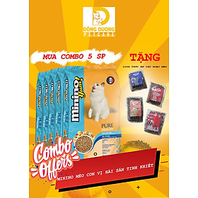 [Siêu Sale] COMBO 5 gói thức ăn mèo Minino Yum cho mọi lứa tuổi vị hải sản - Minino Yum gói 350g