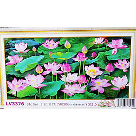 Tranh thêu đầm sen khoe sắc LV3376 - 150 x 80 cm - chưa thêu