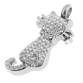 Pet Cat Shape Crystal Urn Pendant Memorial Cremation Jewelry Ashes Holder