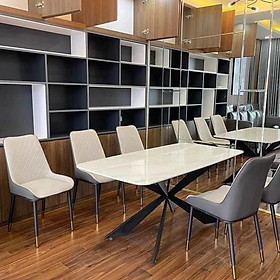 Mua Bàn ăn mặt đá ceramic bóng chân sắt kết hợp ghế Molly