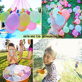 Mua Túi bóng nước gồm 111 quả Bóng bay nước đã được lắp sẵn vào 3 chùm và 1 đầu nối vòi nước - Đồ Chơi Cho Bé