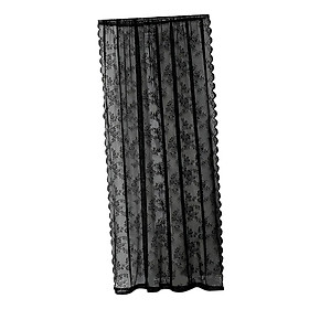 Black Lace Floral Net Curtains Voile Curtains for Study Room Home Decorative