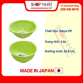 Mua Combo rổ nhựa 3.6L màu xanh + chậu nhựa 3.6L - xanh nội địa Nhật Bản