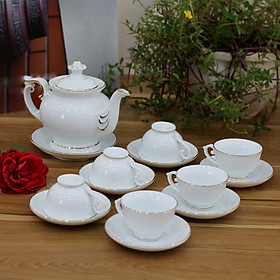 Mua Bộ ấm chén men trắng Cát Tường  - bộ bình trà  bình uống trà cao cấp