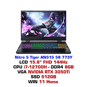 Laptop Acer Nitro Gaming AN515-58-773Y i7 12700H/8GB/512GB/15.6