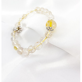 Vòng tay mệnh kim, thủy đá thạch anh tóc tiên mix charm vương niệm