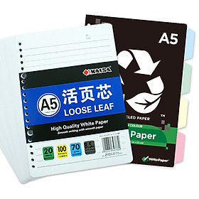 KAISA (KAISA) loose sheet of the core 100 pages, four-color index cardboard 20-hole A5 set of loose-leaf sheet for the loose-leaf paper,