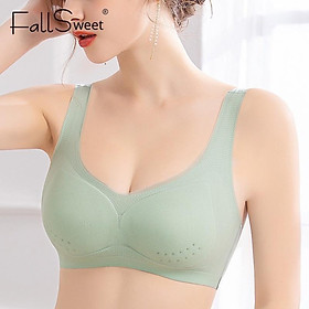 Áo ngực FallSweet không gọng có mút giúp nâng ngực thiết kế cổ V sâu size lớn M-5XL cho nữ - blue