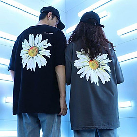 2 color【M-5XL】Fashion Short sleeve T-shirt Men Printed Chrysanthemum Pattern student couple short T-shirt unisex T-shirt Summer new style Oversize couple wear