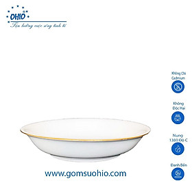 Đĩa Sâu Ảo 16cm Sứ trắng Viền Kim OHIO