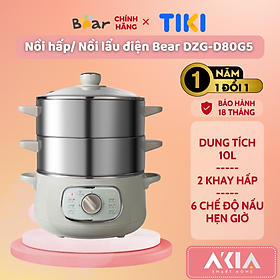 Mua Nồi hấp / Nồi lẩu điện đa năng Bear DZG-D80G5  dung tích 10L  kèm 2 khay hấp  6 chế độ nấu ăn  hẹn giờ 60 phút - HÀNG CHÍNH HÃNG