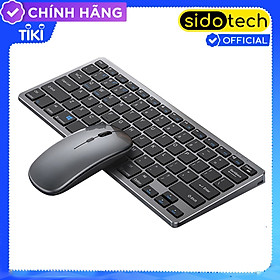 Bộ bàn phím chuột không dây sạc pin Sidotech V780B dòng kết nối bluetooth mini cho Laptop Macbook Máy tính bảng, pin sạc 1 lần dùng 1 tháng, thiết kế công thái học êm ái có chức năng silent chống ồn khi gõ, kiểu dáng hiện đại - Hàng Chính Hãng