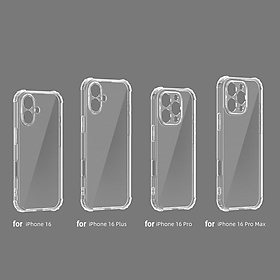 Ốp lưng dành cho iPhone 16, iPhone 16 Pro, iPhone 16 Plus, iPhone 16 Pro Max TPU dẻo trong suốt chống sốc 4 góc cao cấp - Hàng chính hãng