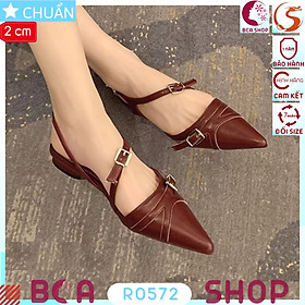 Giày búp bê nữ mũi nhọn 2p RO572 màu đỏ ROSATA tại BCASHOP quai dây cách điệu chéo lạ mắt và thời trang