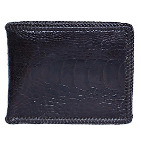 Bóp nam Huy Hoàng da đà điểu đan viền màu nâu đất HT2417