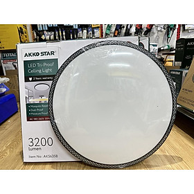 ĐÈN LED ỐP TRẦN LED VIỀN ĐEN 3 MÀU 45W 56358 AKKO STAR - HÀNG CHÍNH HÃNG