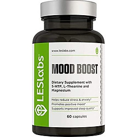 LES Labs Mood Boost, Anxiety Relief Supplement, Stress Relief, Mood Enhancer & Sleep Aid with 5-HTP, Ashwagandha, Rhodiola Rosea & GABA, 60 Capsules