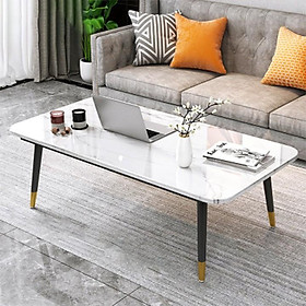 Bàn sofa mặt đá màu trắng và đen trang trí nội thất phòng khách - Bàn trà bệt hình chữ nhật decor nhà đẹp