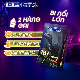 Bao cao su Shell Dino Spino - 1 bao 2 vòng gai, bi nổi lớn + 1 bao Shell Performax (Hộp 2 cái) | SHELL CHÍNH HÃNG