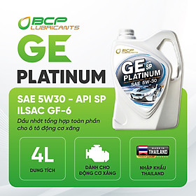 Nhớt Ô Tô BCP GE PLATINUM SAE 5W30- API SP - Can 4L Nhập Khẩu Thái Lan - Dùng cho xe động cơ xăng đời mới