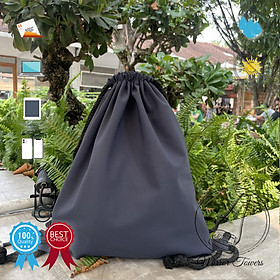 Balo dây rút vải, vải dù, vải bố, vải thun, vải nỉ, đựng giấy tờ A4, laptop, quần áo, giày thể thao - Vải dù, xanh đậm, 2 lớp