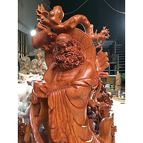 Tượng đạt ma sư tổ bằng gỗ hương đá kt cao 80×25×15cm