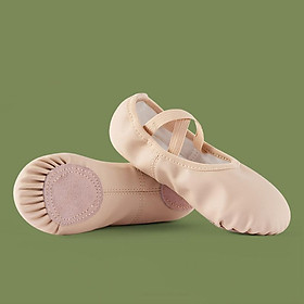 Nữ Múa Ba Lê Giày Khiêu Vũ Da PU Cổ Điển Giày Tập Yoga Tất Full Đế Giá Rẻ Bán Cho Bé Gái Người Lớn Color: Pink Shoe Size: 7