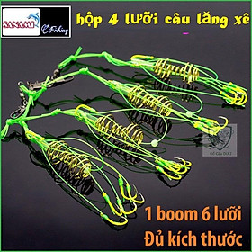 Lưỡi Câu Cá Lăng Xê Hộp 4 lưỡi  Lancer xanh chất lượng đủ kích thước chất lượng cao