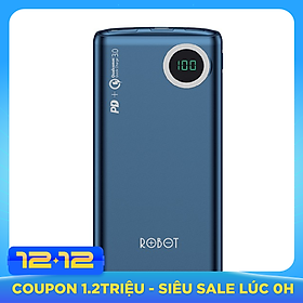 Pin Sạc Dự Phòng 10.000mAh ROBOT RT100Q - Chuẩn Sạc Nhanh PD/QC 3.0 18W, Đèn LED Hiển Thị Mức PIN - HÀNG CHÍNH HÃNG
