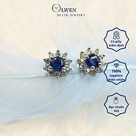 Đôi Bông Tai Nữ Bạc 925 Olwen Đính Đá Phong Thủy Sapphire