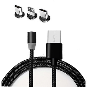 Mua Cáp sạc từ hút nam châm đầu Micro usb  Type C và iPhone 360 độ dây dù có led
