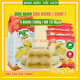 Bánh pía chay đậu xanh sầu riêng Tân Huê Viên lớn 500g, bánh pía Sóc Trăng ăn chay không trứng muối 